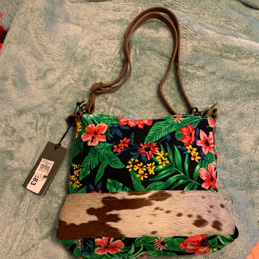 Myra Bag Cowhide & Hawaiian Print Rare Style